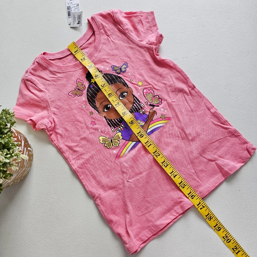 The Children’s Place 100% Cotton Pink Girl Icons Graphic Tee T-shirt Size 5T